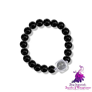 S925 Silver Natural Moonlight Obsidian Bracelet