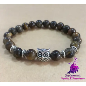 Owl Head Natural Stone Yoga Bracelet