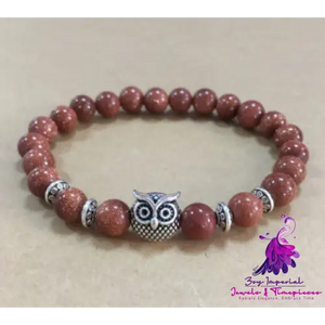 Owl Head Natural Stone Yoga Bracelet