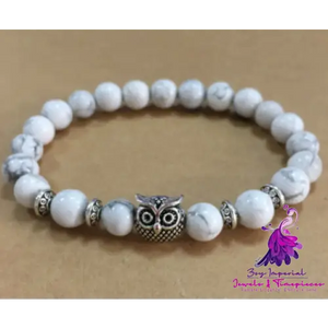 Owl Head Natural Stone Yoga Bracelet