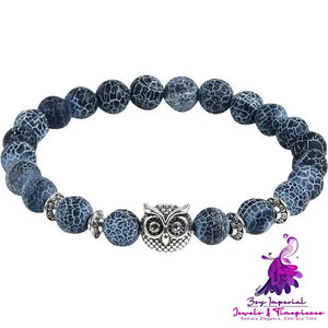 Owl Head Natural Stone Yoga Bracelet