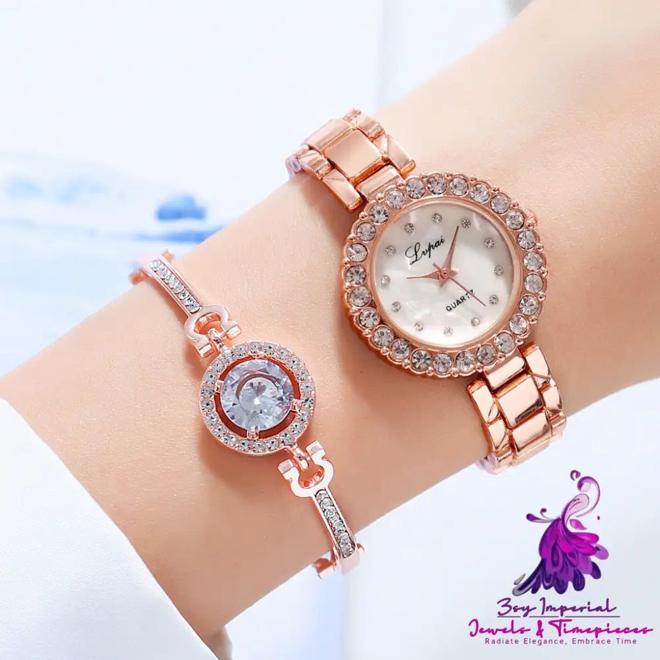 Steel Band Bracelet Set Quartz Watch