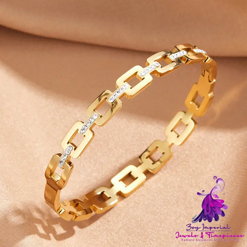 Stainless Steel Vacuum Electroplated Roman Digital Bracelet