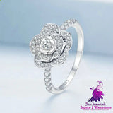 Inlaid Zircon Rose Wedding Ring Advanced Luxury Style