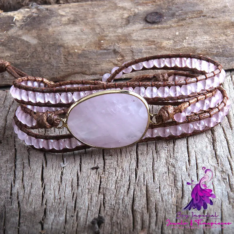 Natural Stone Oval Row Bracelet