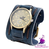 Wide Leather Vintage Bracelet Men’s Watch