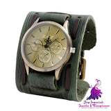 Wide Leather Vintage Bracelet Men’s Watch