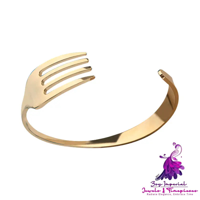 Stainless Steel C-shaped Bracelet with Fork Design