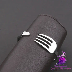 Stainless Steel C-shaped Bracelet with Fork Design