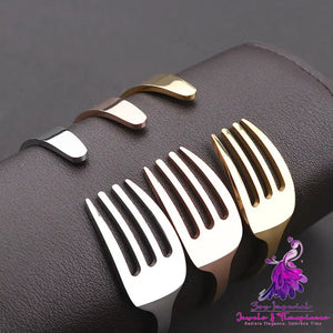 Stainless Steel C-shaped Bracelet with Fork Design