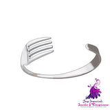 Stainless Steel C-shaped Bracelet with Fork Design