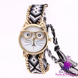 Cat Face Woolen Chain Bracelet Watch