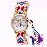 Cat Face Woolen Chain Bracelet Watch