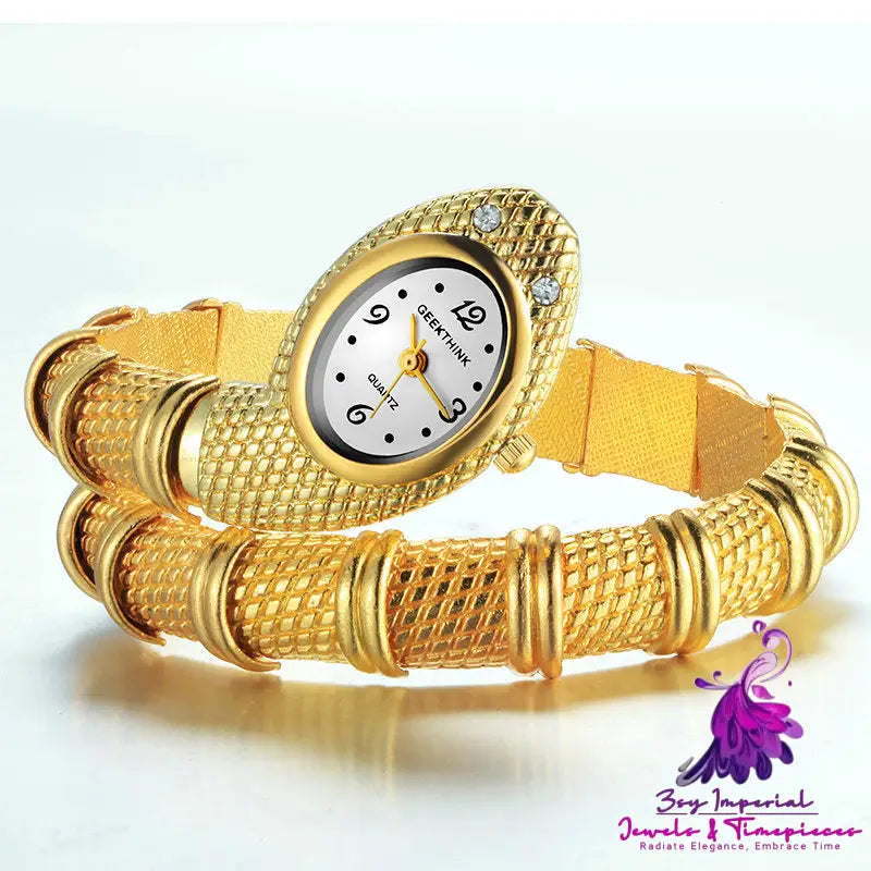 Gold Snake Bracelet Women’s Watch