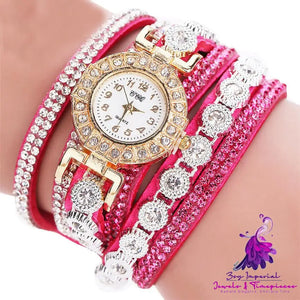 Rhinestone PU Leather Women’s Quartz Watch