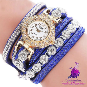 Rhinestone PU Leather Women’s Quartz Watch