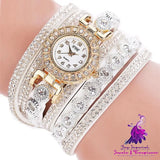 Rhinestone PU Leather Women’s Quartz Watch