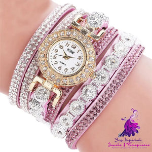 Rhinestone PU Leather Women’s Quartz Watch