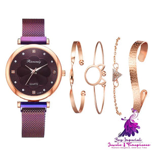 Magnetic Quartz Bracelet Watch Set