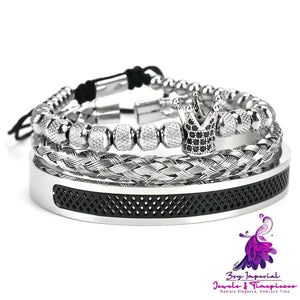 Babu Colorful Crown Braided Bracelet Stainless Steel Mesh