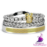 Babu Colorful Crown Braided Bracelet Stainless Steel Mesh