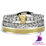 Babu Colorful Crown Braided Bracelet Stainless Steel Mesh