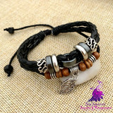 Braided Leather Cross Bracelet