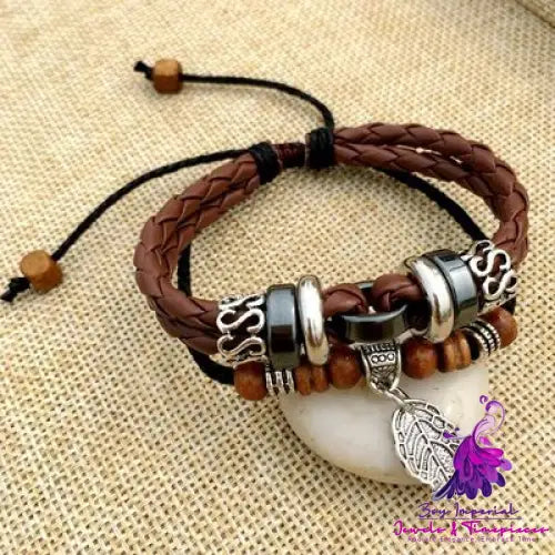 Braided Leather Cross Bracelet