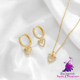 Stylish Brass Inlaid Zirconia Heart Earrings