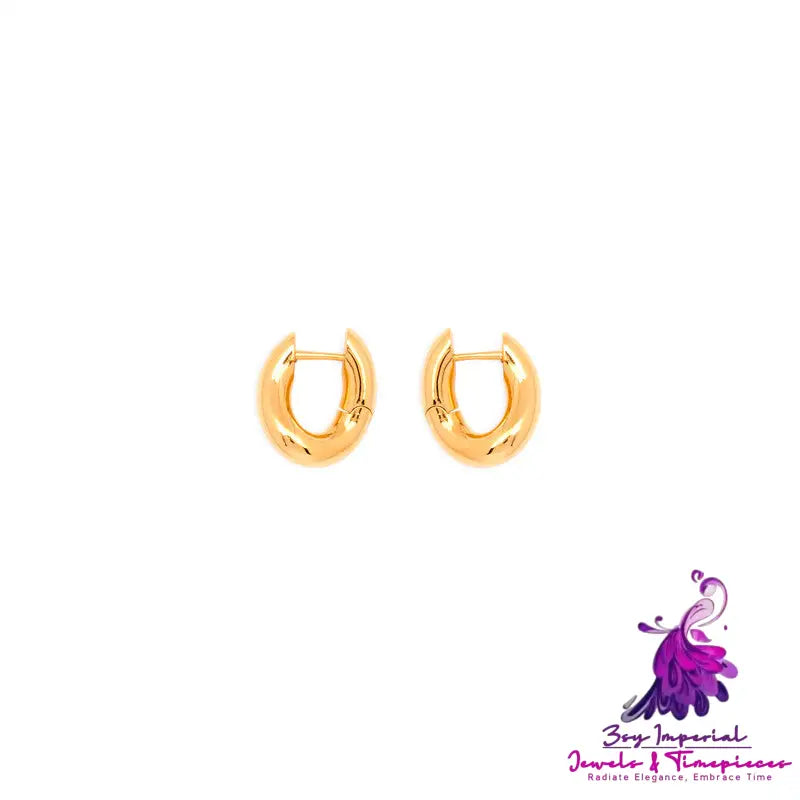 Brass True Gold Plated Oval Hoop Earrings