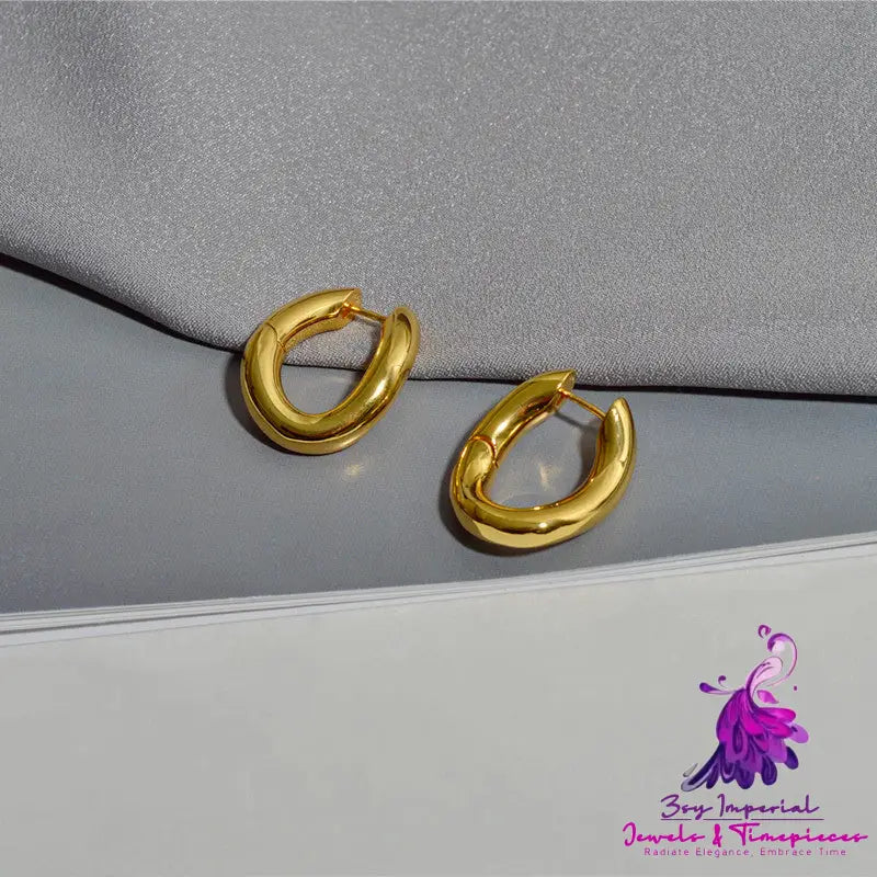 Brass True Gold Plated Oval Hoop Earrings