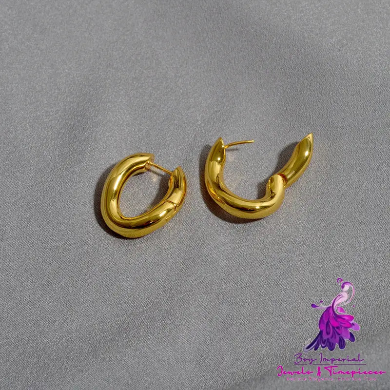 Brass True Gold Plated Oval Hoop Earrings