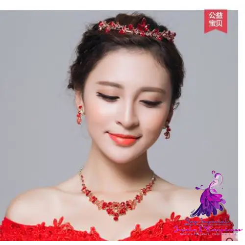 Red Bridal Necklace and Earrings Set