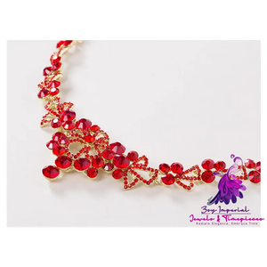 Red Bridal Necklace and Earrings Set