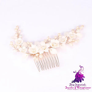 Ceramic Flower Bridal Headdress Hair Comb