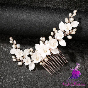 Ceramic Flower Bridal Headdress Hair Comb