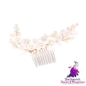 Ceramic Flower Bridal Headdress Hair Comb