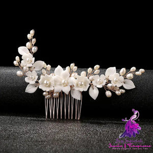 Ceramic Flower Bridal Headdress Hair Comb