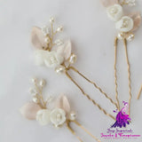 Ceramic Flower Pearl Hair Fork