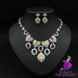 Colorful Zircon Bridal Wedding Jewelry Set