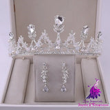 Korean Bridal Crown Earring Set