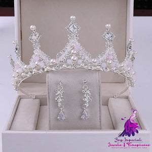 Korean Bridal Crown Earring Set