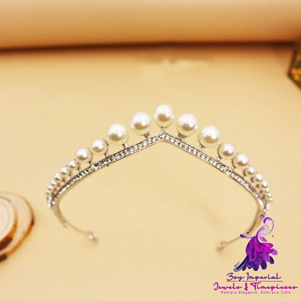 Bridal Alloy Pearl Crown