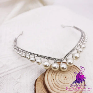 Bridal Alloy Pearl Crown