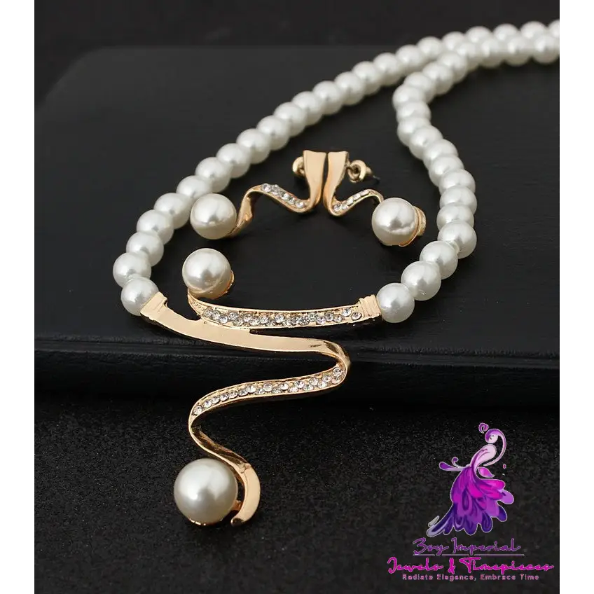 Diamond Crystal Pearl Bridal Set