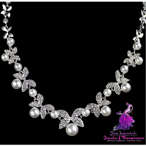 Diamond Pearl Bridal Jewelry Set