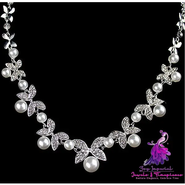 Diamond Pearl Bridal Jewelry Set