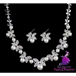 Diamond Pearl Bridal Jewelry Set