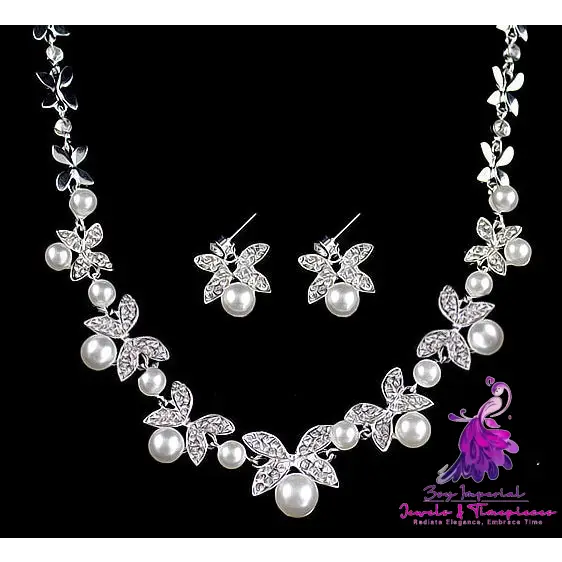 Diamond Pearl Bridal Jewelry Set