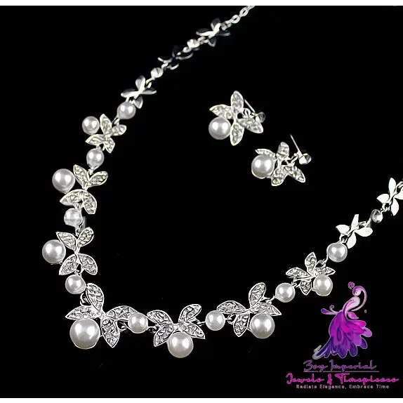 Diamond Pearl Bridal Jewelry Set